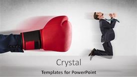  Presentation with boxing - Theme having big-red-boxing-gloves-hitting background and a light gray colored foreground
