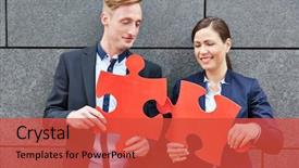  Presentation with red puzzle - Cool new PPT theme with big red jigsaw puzzle pieces backdrop and a red colored foreground