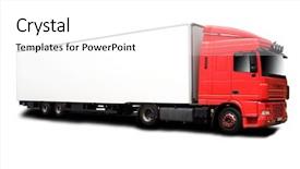  Presentation with semi truck - Theme having big red semi truck isolated background and a white colored foreground