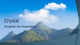  Presentation with green mountains - Slide set featuring big rocks green mountains background and a  colored foreground