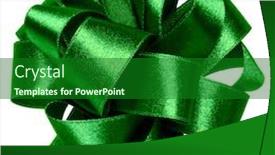  Presentation with green color - PPT layouts with big-round-bow-in-green background and a forest green colored foreground