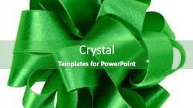  Presentation with green color - Presentation theme featuring big-round-bow-in-green background and a shamrock green colored foreground