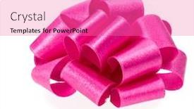  Presentation with color pink - Presentation theme with big round ribbon bow in pink color isolated on white background close up background and a coral colored foreground