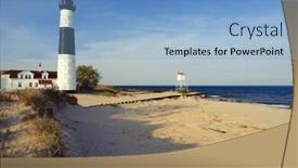 Presentation with lighthouse - Colorful slides enhanced with big sable point lighthouse in dunes built in 1867 lake michigan mi usa backdrop and a light blue colored foreground