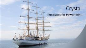  Presentation with ship anchor - Beautiful slides featuring big sailing ship is backdrop and a light blue colored foreground