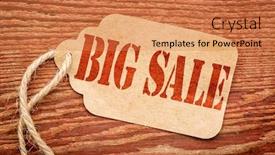  Presentation with barn wood - Amazing PPT theme having big sale sign - a paper price tag against rustic red painted barn wood - shopping concept backdrop and a coral colored foreground