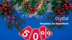  Presentation with christmas sale - Cool new PPT layouts with big-sales-50-fifty-percents backdrop and a ocean colored foreground