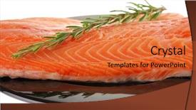  Presentation with salmon - Beautiful slide set featuring big salmon chunk on black plate over white backdrop and a red colored foreground