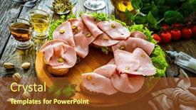  Presentation with lettuce - Presentation consisting of big-sandwich-with-mortadella background and a tawny brown colored foreground