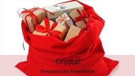  Presentation with santa - PPT layouts consisting of big santa claus bag background and a crimson colored foreground
