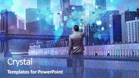  Presentation with cloud computing security - PPT theme having big screen - businessman in cloud computing concept background and a ocean colored foreground