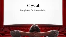  Presentation with alone - PPT theme having big screen in empty cinema background and a white colored foreground
