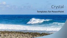  Presentation with wave - Slide deck having big-sea-wave-splash-over background and a  colored foreground