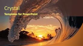  Presentation with sea sun - Slide deck featuring big-sea-wave background and a tawny brown colored foreground