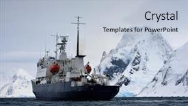 Presentation with antarctic - PPT layouts consisting of big ship in antarctic waters background and a lemonade colored foreground
