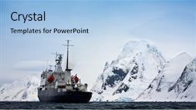  Presentation with antarctic - Cool new PPT theme with big ship in antarctic waters backdrop and a light blue colored foreground