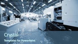  Presentation with machine shop - Slides featuring big shop in a modern background and a ocean colored foreground