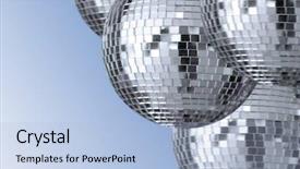  Presentation with 70s - Amazing slides having big silver disco ball backdrop and a light blue colored foreground