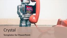  Presentation with robot toy - Theme with big silver robot toy background and a coral colored foreground