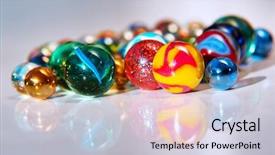  Presentation with marbles - Presentation design having big small bubbles - closeup on many colorful glass background and a lemonade colored foreground