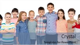  Presentation with friendship - Colorful PPT theme enhanced with big smile - childhood fashion friendship and people backdrop and a seafoam green colored foreground