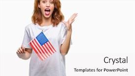  Presentation with america flag - PPT theme enhanced with big smile and raise background and a white colored foreground