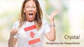  Presentation with canada flag - PPT theme having big smile and raise background and a  colored foreground