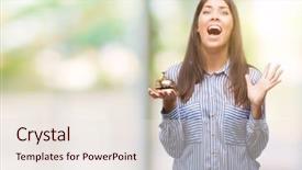  Presentation with holding hands - Beautiful presentation theme featuring big smile and raised hand backdrop and a sky blue colored foreground