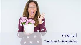  Presentation with holding hands - Slide deck enhanced with big smile and raised hand background and a  colored foreground