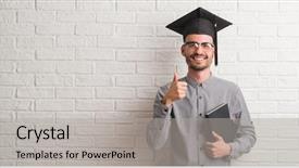  Presentation with brick wall - Amazing PPT layouts having education excellence - young adult man over brick backdrop and a light gray colored foreground