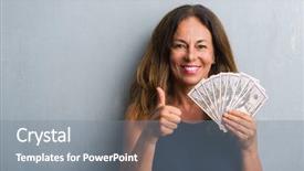  Presentation with dollar sign - Colorful slides enhanced with big smile doing ok sign backdrop and a gray colored foreground