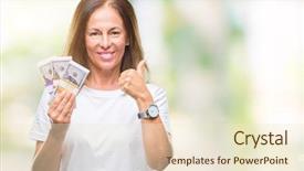  Presentation with bunch - PPT theme consisting of big smile doing ok sign background and a cream colored foreground