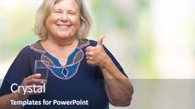  Presentation with drinking water - Cool new presentation theme with big smile doing ok sign backdrop and a navy blue colored foreground