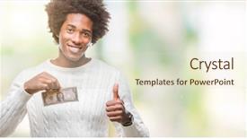  Presentation with american sign language - PPT layouts having big smile doing ok sign background and a soft green colored foreground