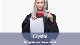  Presentation with fingers - PPT layouts having signing ceremony - young blonde woman wearing graduate background and a ocean colored foreground