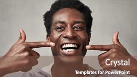  Presentation with mindfulness smile - Slide set featuring big smile background and a tawny brown colored foreground