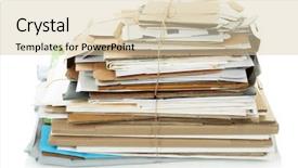  Presentation with recycling paper - Slides having big stack of papers isolated background and a lemonade colored foreground
