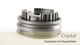  Presentation with steel - Theme featuring big-steel-cogwheel-isolated-over background and a  colored foreground