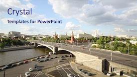 Presentation with bridge - Colorful PPT layouts enhanced with big stone bridge grand kremlin backdrop and a sky blue colored foreground