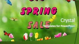  Presentation with spring - Presentation theme with big summer or spring sale background and a shamrock green colored foreground