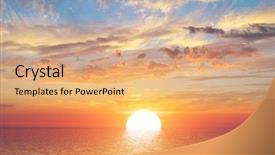  Presentation with sea sun - Colorful slide set enhanced with big sun and sea sunset background nature composition backdrop and a coral colored foreground