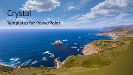  Presentation with route - Presentation design enhanced with big sur in monterey background and a light blue colored foreground