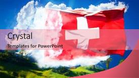  Presentation with vape concept smoke clouds - Presentation design consisting of big swiss flag on clouds background and a coral colored foreground