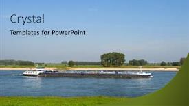  Presentation with tanker ship - Beautiful PPT layouts featuring big tanker ship on the dutch river backdrop and a light blue colored foreground