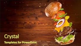  Presentation with burger - Cool new PPT layouts with big tasty home made burger backdrop and a tawny brown colored foreground