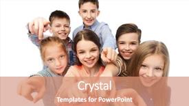  Presentation with childhood - PPT theme featuring big team advertising - childhood fashion friendship and people background and a  colored foreground