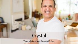  Presentation with gold man smile - Slide deck with big teeth senior smiles - middle age man smiling confident background and a  colored foreground