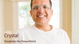  Presentation with glasses - Theme enhanced with big teeth senior smiles - middle age man wearing glasses background and a  colored foreground