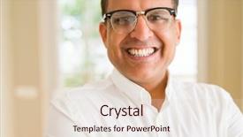  Presentation with glasses - Amazing PPT theme having big teeth senior smiles - middle age man wearing glasses backdrop and a  colored foreground