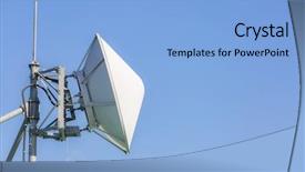  Presentation with telecommunication - Beautiful theme featuring big telecommunication satellite and radio backdrop and a light blue colored foreground